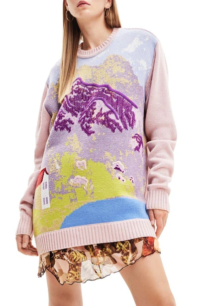 Desigual M. Christian Lacroix Landscape Pullover In Red