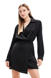 Desigual Matisse Long Sleeve Wrap Dress In Black