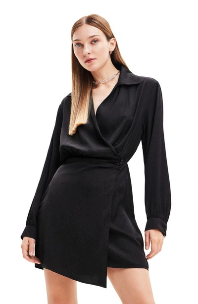 Desigual Matisse Long Sleeve Wrap Dress In Black