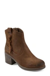 Earth Women's Irene Round Toe Block Heel Casual Booties In Dark Natural Suede
