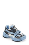 Off-white Off White Man Multicolor Leather And Mesh Glove Slip Ons In Blue