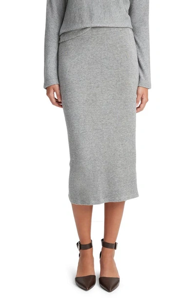 Vince Midi Sweater Skirt In Silver