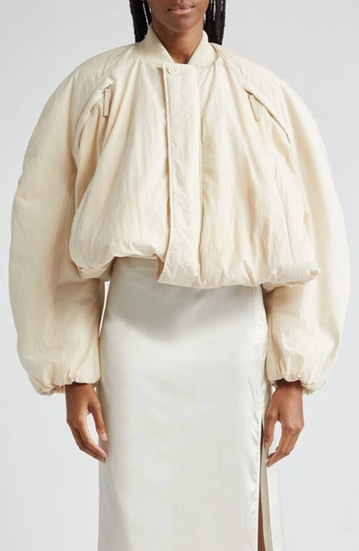 Jacquemus Le Bomber Bahia Cropped Puffer Jacket In White