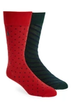 Polo Ralph Lauren Dot 2-pack Stretch Cotton Blend Socks In Red Multi