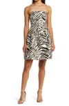 LILLY PULITZER AKELA METALLIC JACQUARD STRAPLESS DRESS