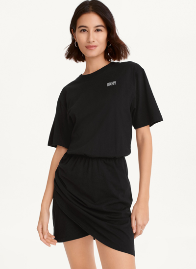 DKNY Women's Logo T-Shirt Dress – Longline Casual Dress, Comfy Everyday Wear