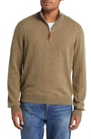 Lorenzo Uomo Quarter Zip Wool & Cashmere Sweater In Olive