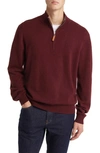 Lorenzo Uomo Quarter Zip Wool & Cashmere Sweater In Merlot