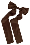 L Erickson Long Tail Bow Silk Barrette In Silk Charmeuse Sable