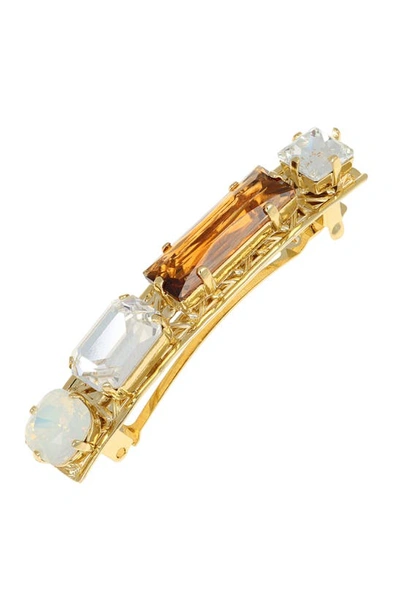 L Erickson Caspio Crystal Barrette In Gold Multi