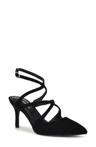 Nine West Maes Ankle Strap Pointed Toe Pump In Black