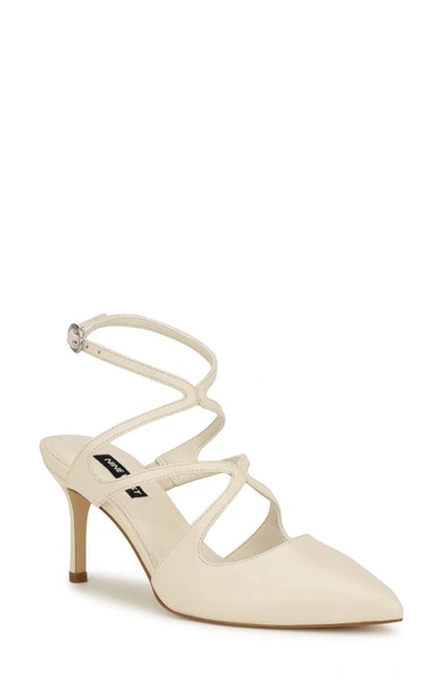 Nine West Maes Ankle Strap Pointed Toe Pump In Cream Leather