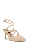 Nine West Maes Ankle Strap Pointed Toe Pump In Light Natural Suede