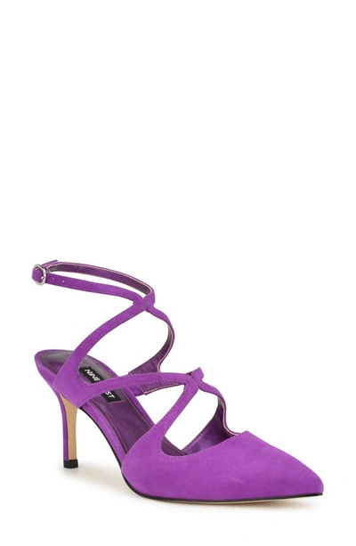 Nine West Maes Ankle Strap Pointed Toe Pump In Medium Purple