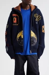 OFF-WHITE CRYSTAL EMBELLISHED MOON PHASE KNIT WOOL BLEND HOODIE