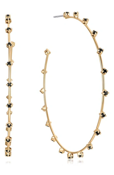 Ettika Simple Spark Crystal 18k Gold Plated Hoops In Black/gold