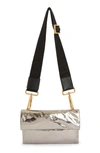Allsaints Ezra Metallic Leather Crossbody Bag In Pewter