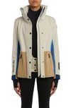 Moncler Hainet Belted Colorblock Snow Jacket In Sand Beige