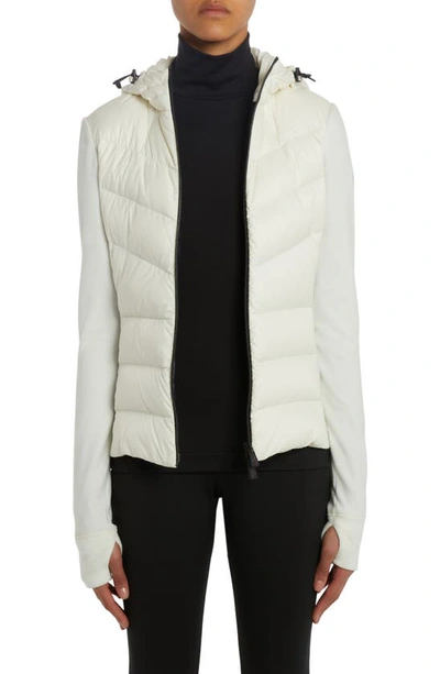 Moncler Quilted Nylon & Stretch Fleece Hooded Cardigan In White