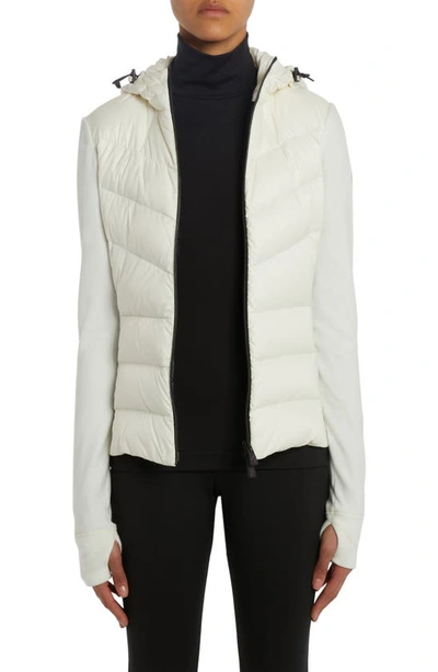 Moncler Grenoble Quilted Nylon & Stretch Fleece Hooded Cardigan In White