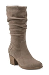 Earth Women's Vine Narrow Calf Block Heel Boots In Taupe Suede