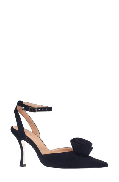 Ron White Grace Ankle Strap Pointed Toe Pump In Onyx