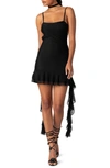 Edikted Kris Ruffle Detail Open Back Minidress In Black