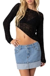 Edikted Open Stitch Asymmetric Sweater In Black