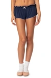 Edikted Alice Low Rise Ruffle Shorts In Navy