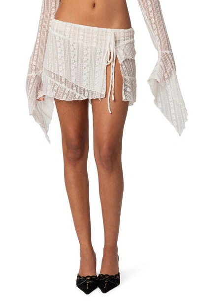 Edikted Anastasia Semisheer Lace Miniskirt In White