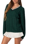 Edikted Amoret Oversize Cable Sweater In Green