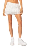 Edikted Adeena Tiered Ruffle Miniskirt In Cream