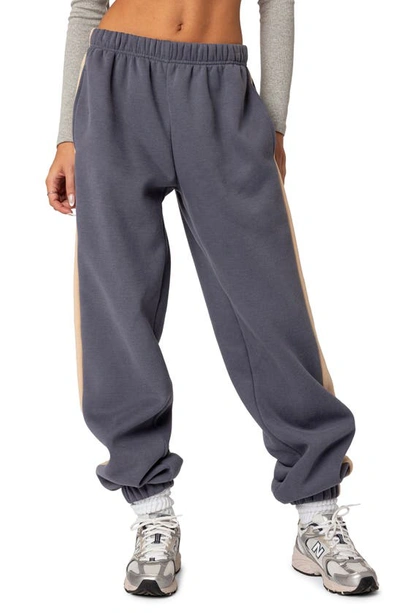 Edikted Saturn Oversized Side Stripe Sweatpants In Blue