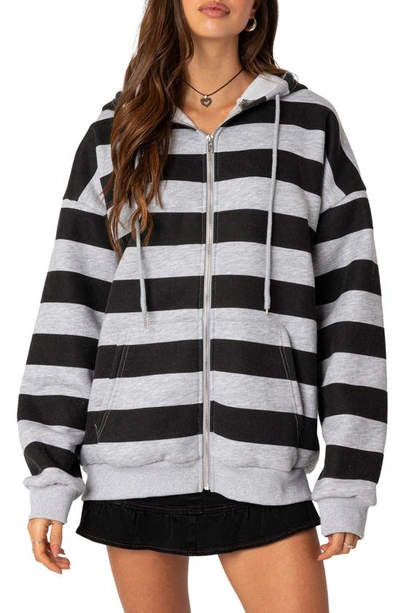 Edikted Maritza Oversize Zip Hoodie In Gray Melange