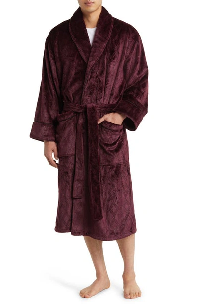 Daniel Buchler Laser Cut Heathered Robe In Wine