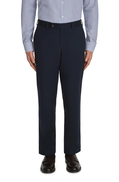 Jack Victor Palmer Stretch Cotton & Wool Pants In Navy