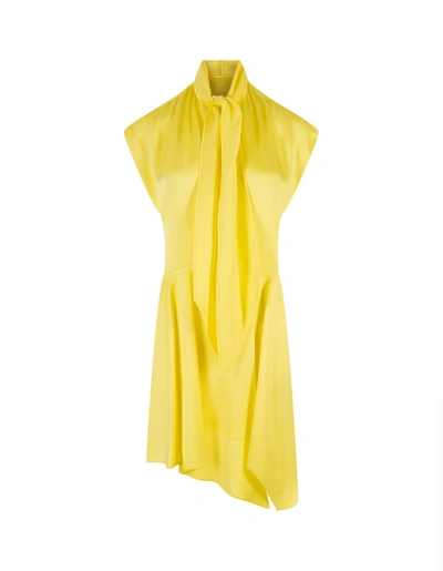 Stella Mccartney Asymmetrical Shirt Dress In Yellow Silk In Giallo