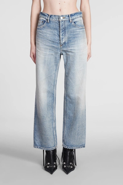 Balenciaga Cotton Denim Jeans In Cyan