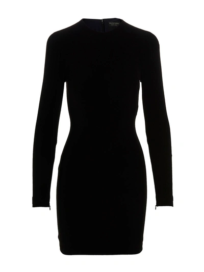 Balenciaga Twill Mini Dress In Black