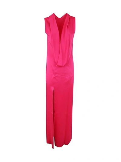 Versace Enver Satin Shiny Cocktail Dress In Pink
