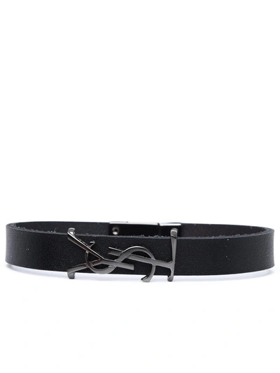 Saint Laurent Woman Black Leather Opyum Bracelet