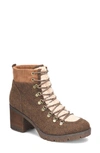 Korks Elin High Pile Fleece Lug Sole Bootie In Brown Wool Fabric