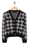 Renee C Checkered Button Front Cardigan In Black
