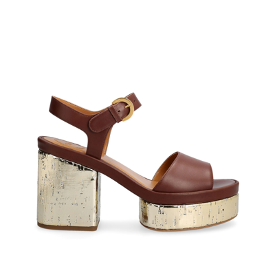 Chloé Chloe' Odina Leather Sandals In Brown