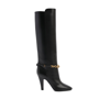 Saint Laurent Leather Boots With Gold Tone Chain Detail