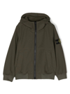 STONE ISLAND JUNIOR SOFT SHELL-R_E.DYE JACKET IN MILITARY GREEN RECYCLED POLYESTER