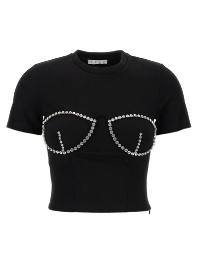 AREA CRYSTAL BUSTIER CUP T-SHIRT BLACK