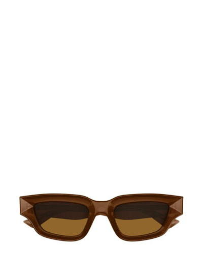 Bottega Veneta Eyewear Rectangle Frame Sunglasses In Brown