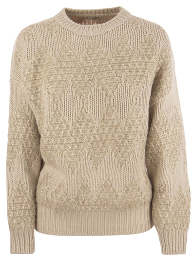 Brunello Cucinelli Sequin Embellished Knitted Jumper In Beige