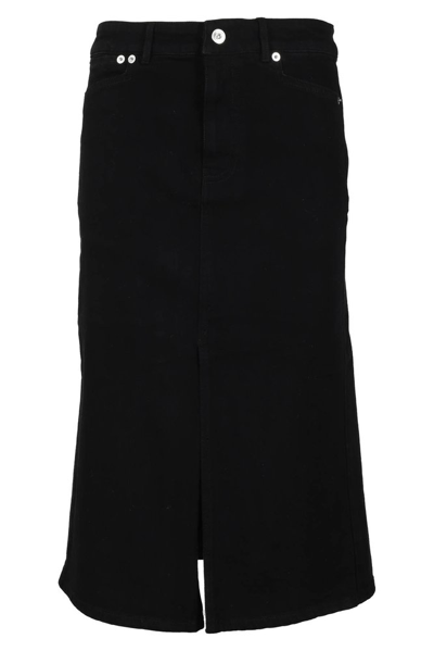 Proenza Schouler White Label Denim Midi Pencil Skirt In Black